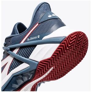 Diadora Men Size 12 B.ICON 2 Clay Tennis Court Shoes Ocean Blue White Salsa Red